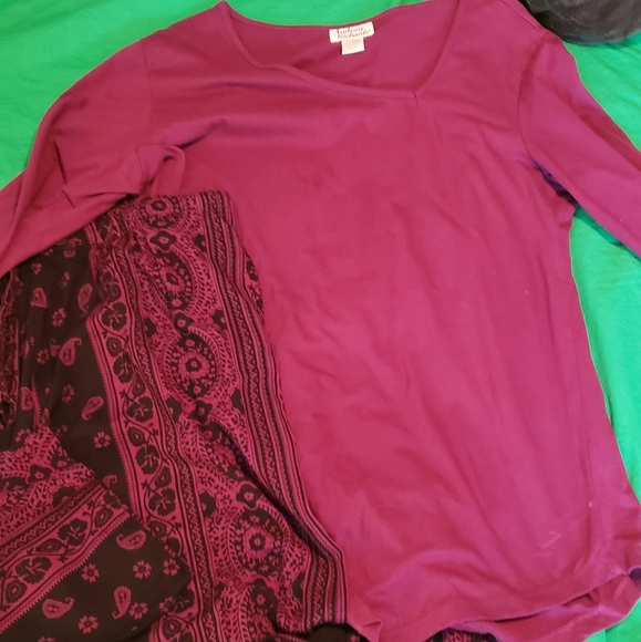 Anthony Richards 2 Piece Women's Long Sleeve and Pant Size 1X Red - Picture 3 of 5